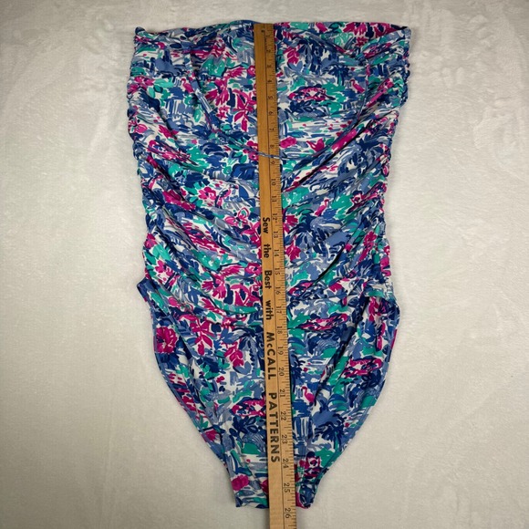 Coolibar Lanikai 3 in 1 Swim Bottom Tropical Floral Ruched Pink Blue M UPF 50 - Picture 7 of 8